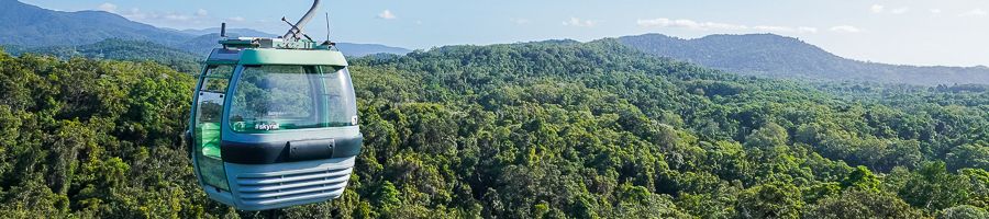 Skyrail Rainforest Cableway, Cairns Skyrail Rainforest Cableway above the rainforest in Cairns