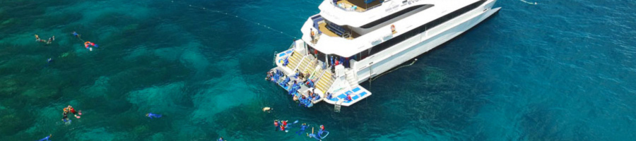 Evolution Reef Cruise vessel on the Great Barrier Reef Evolution Reef Cruise in the Great Barrier Reef
